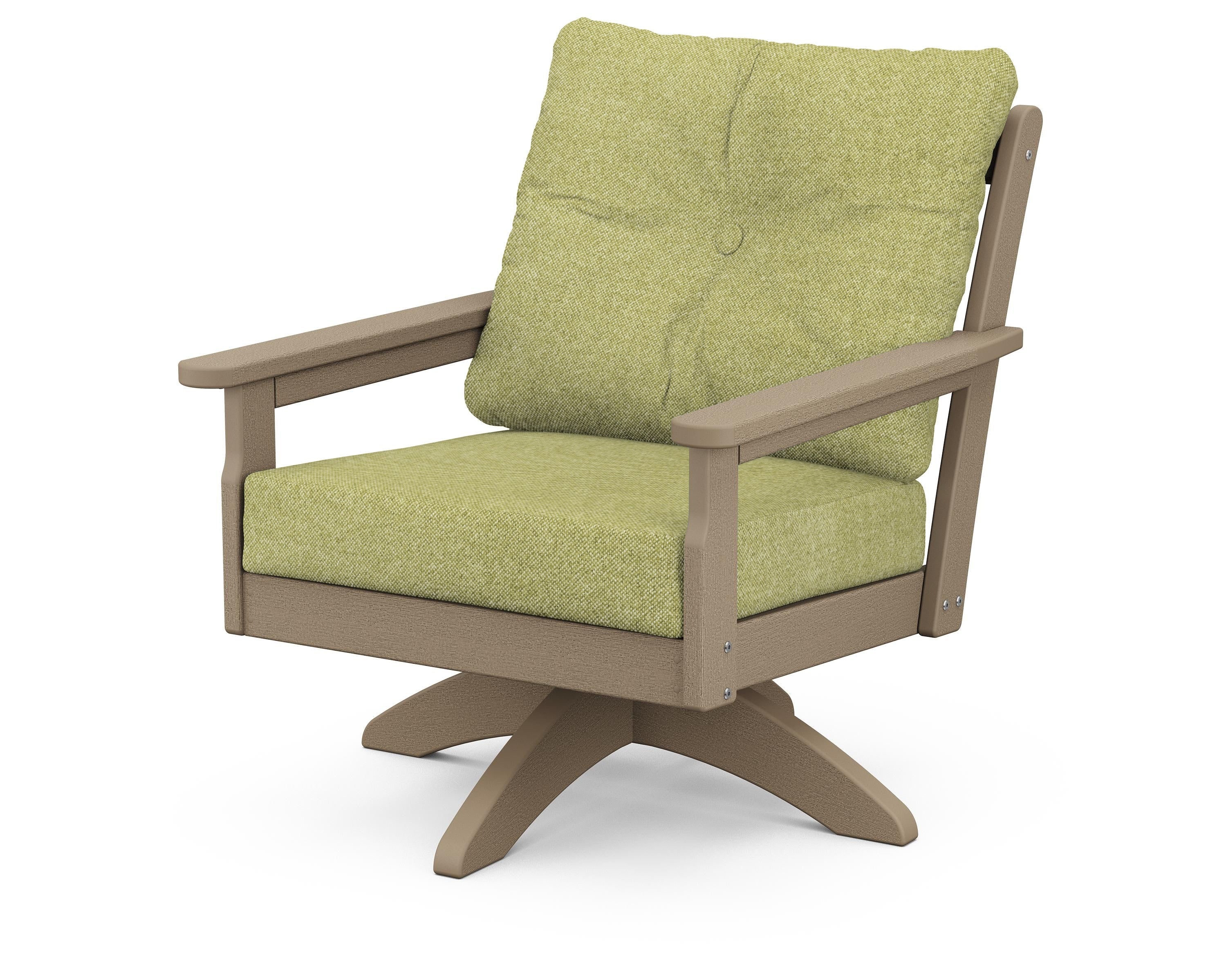POLYWOOD® Vineyard Deep Seating Swivel Chair in Vintage Sahara / Chartreuse Boucle