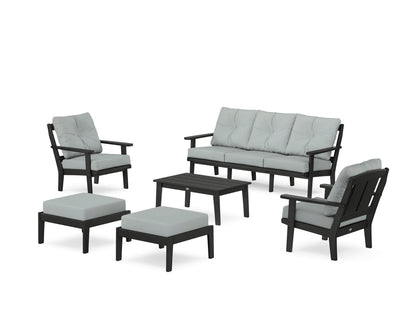 POLYWOOD® Mission 6-Piece Lounge Sofa Set in Black / Spa