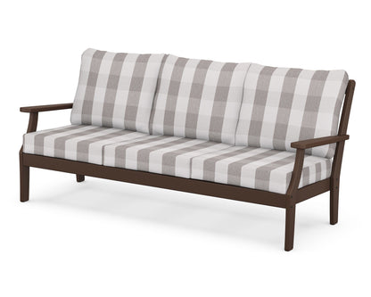 POLYWOOD® Braxton Deep Seating Sofa in Mahogany / Buffalo Plaid Grey Mist
