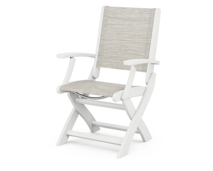 POLYWOOD® Coastal Folding Chair in White / Birch Sling