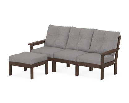 POLYWOOD® Vineyard 4-Piece Sectional with Ottoman in Mahogany / Grey Mist