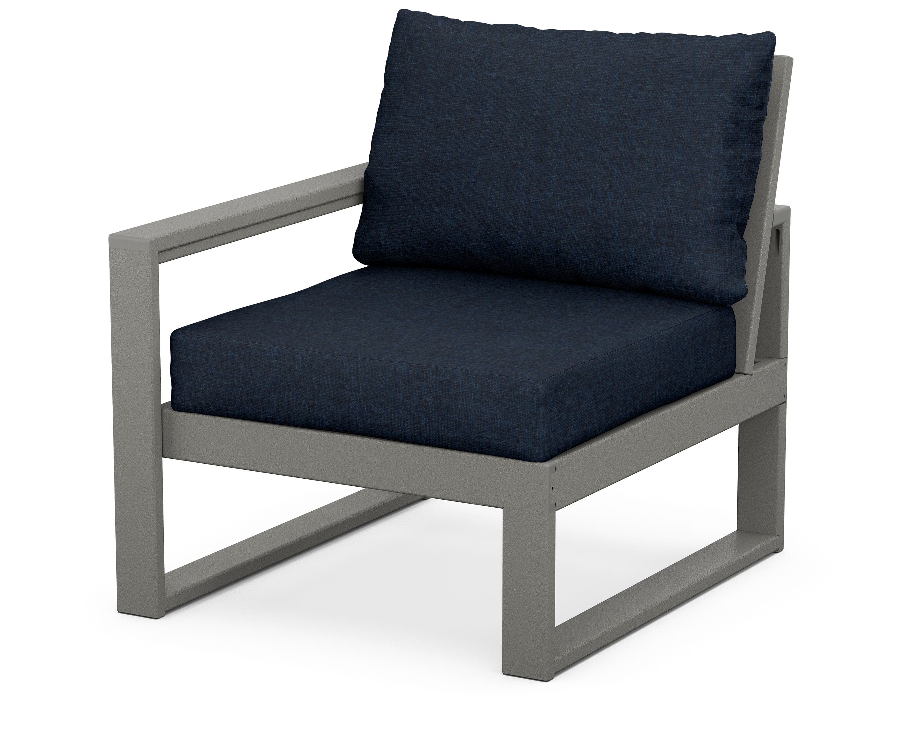 POLYWOOD® EDGE Modular Left Arm Chair in Slate Grey / Marine Indigo