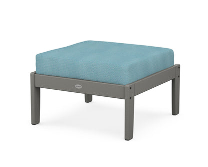 POLYWOOD® Braxton Deep Seating Ottoman in Slate Grey / Lattice Sky Blue