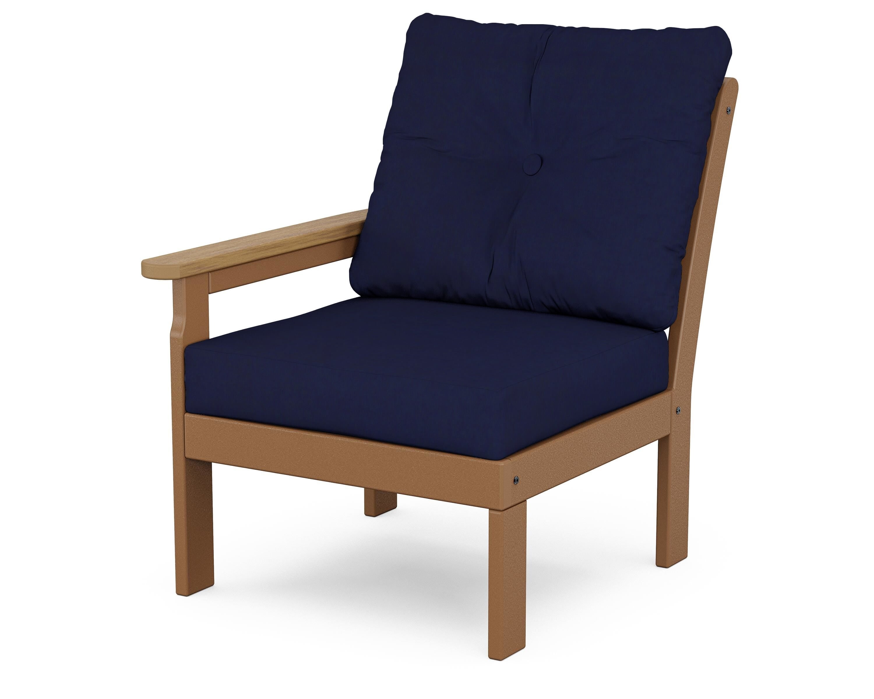 POLYWOOD® Vineyard Modular Left Arm Chair in Teak / Natural / Navy