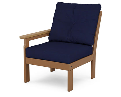 POLYWOOD® Vineyard Modular Left Arm Chair in Teak / Natural / Navy