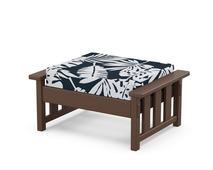 Martha Stewart by POLYWOOD® Acadia Deep Seating Ottoman in Mahogany / Leaf Marine Indigo