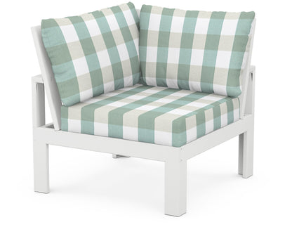 Unbranded Modular Corner Chair in White / Buffalo Plaid Glacier Spa