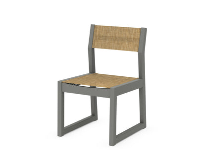 POLYWOOD® EDGE Sling Dining Side Chair in Slate Grey / Burlap Sling