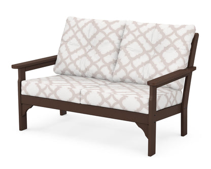 POLYWOOD® Vineyard Deep Seating Loveseat in Mahogany / Trellis Dune Burlap