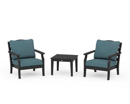 Draper James™ by  POLYWOOD® Savannah 3-Piece Deep Seating Set in Black / Ocean Teal