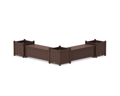 POLYWOOD® 48" Vineyard L- Shaped Planter Storage Bench Corner Set- Large in Mahogany