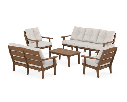 POLYWOOD® Lakeside 5-Piece Lounge Sofa Set in Teak / Cast Ash