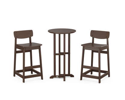 POLYWOOD® Modern Studio Urban Lowback Bar Chair 3-Piece Bistro Set in Mahogany