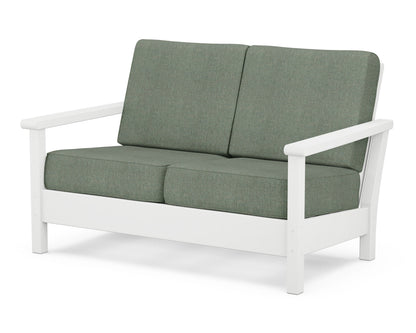 POLYWOOD® Harbour Deep Seating Loveseat in White / Cast Sage