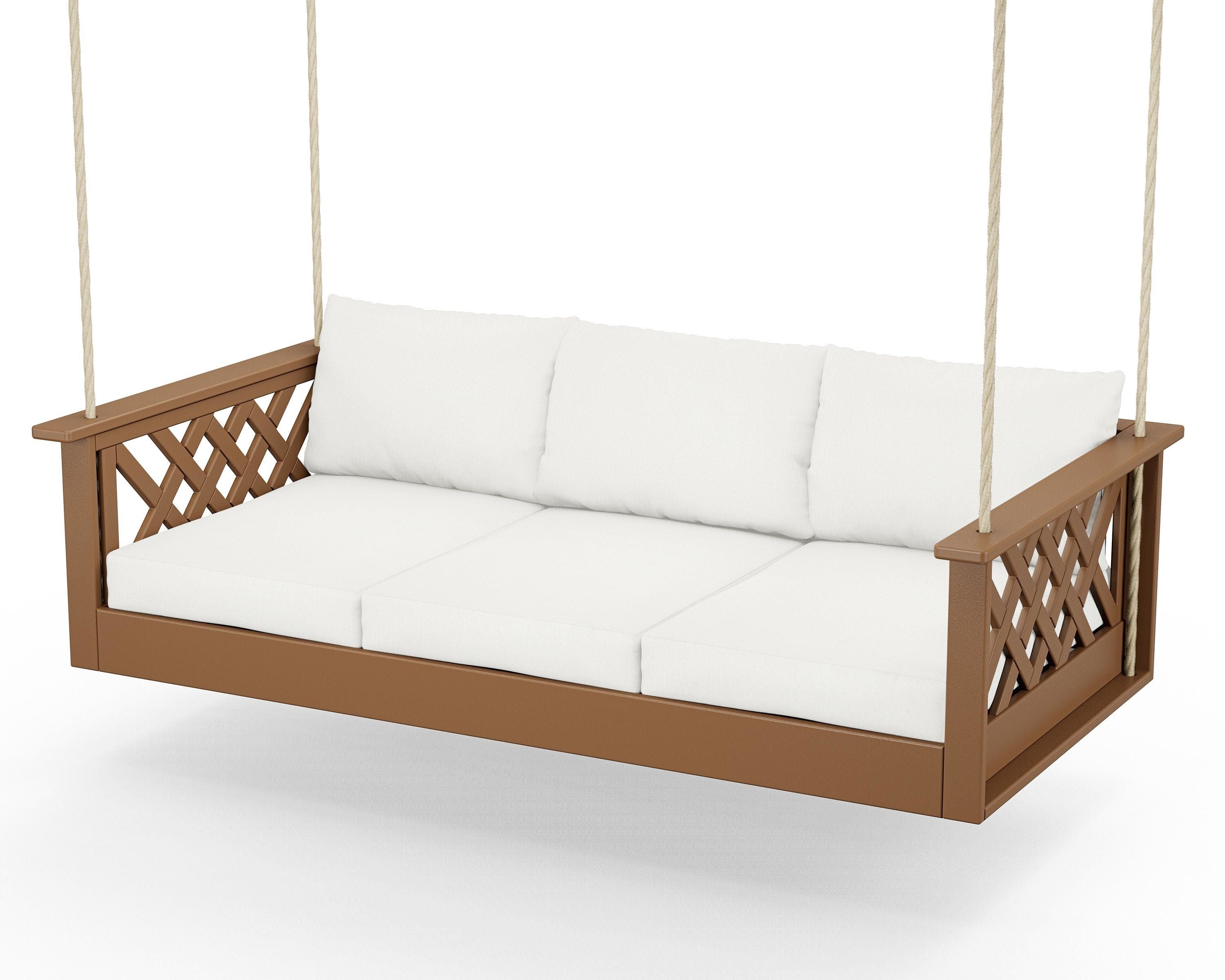 Country Living Wovendale Daybed Swing in Teak / Natural Linen