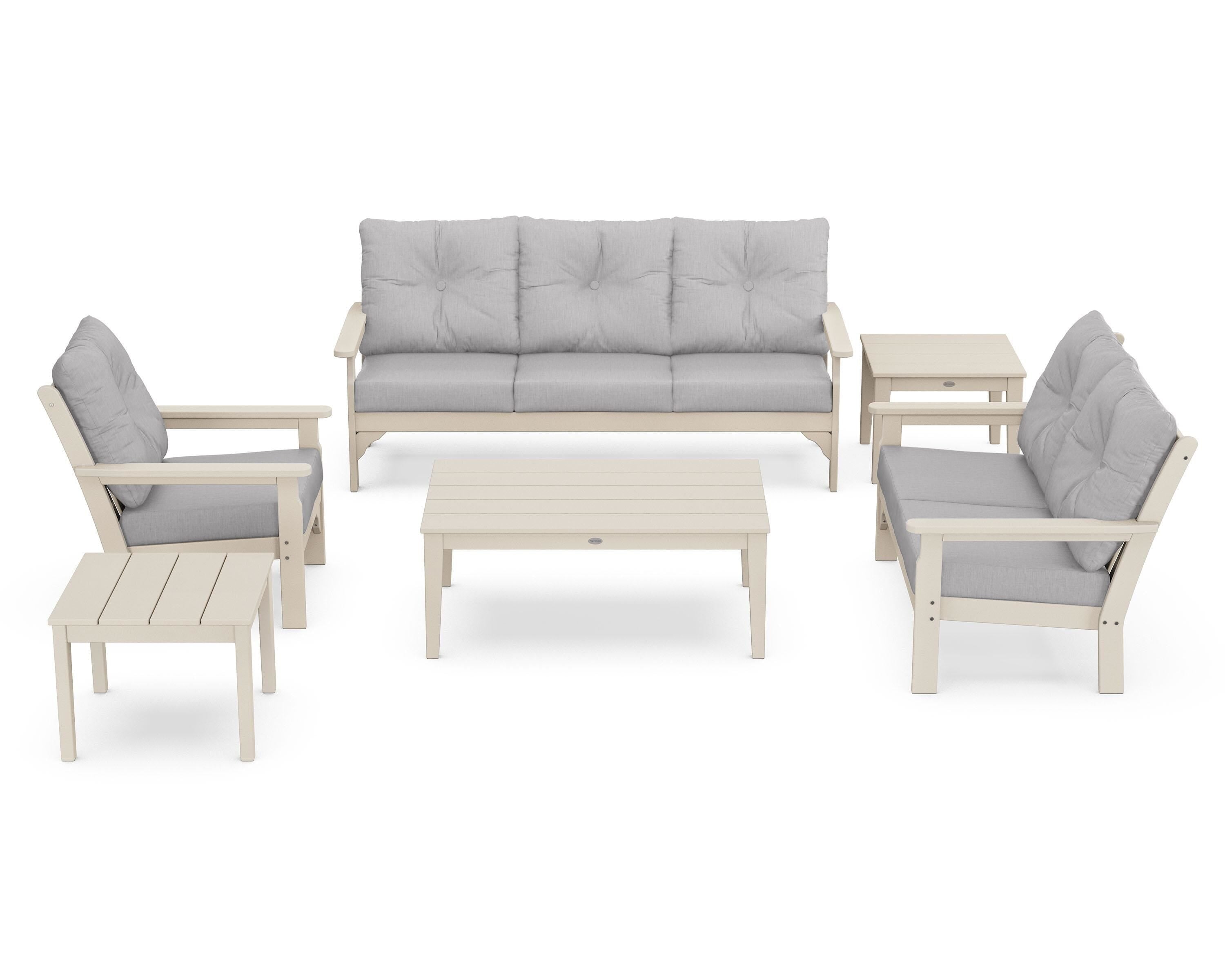 POLYWOOD® Vineyard 6-Piece Deep Seating Set in Sand / Granite