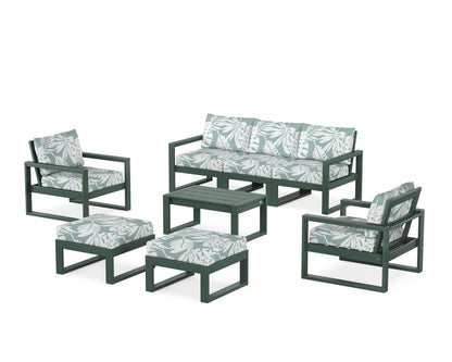 POLYWOOD® EDGE Sectional 8-Piece Lounge Sofa Set in Green / Leaf Glacier Spa