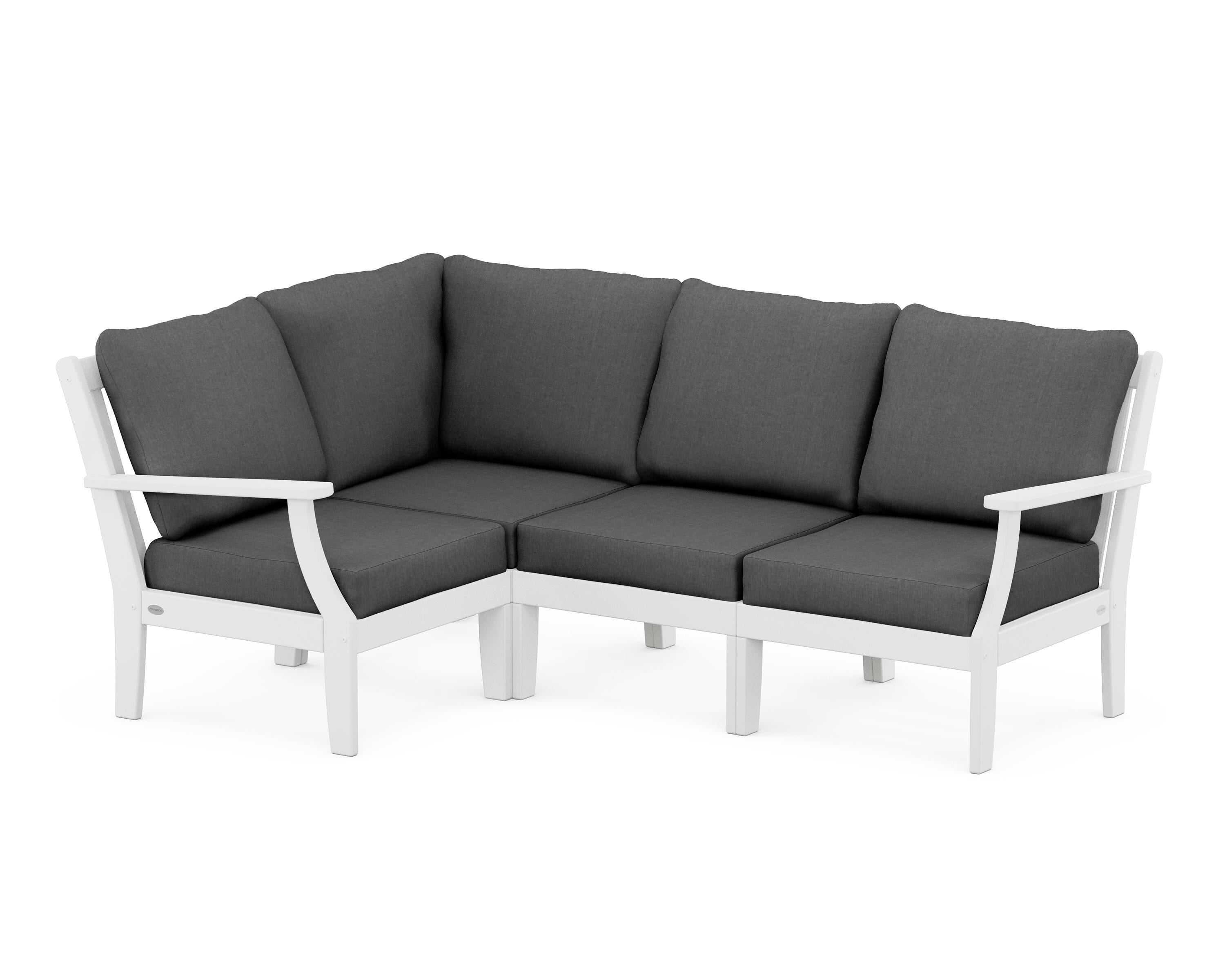 POLYWOOD® Braxton Modular 4-Piece Deep Seating Set in White / Spectrum Carbon