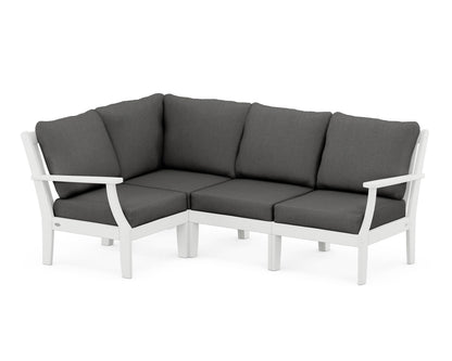 POLYWOOD® Braxton Modular 4-Piece Deep Seating Set in White / Spectrum Carbon