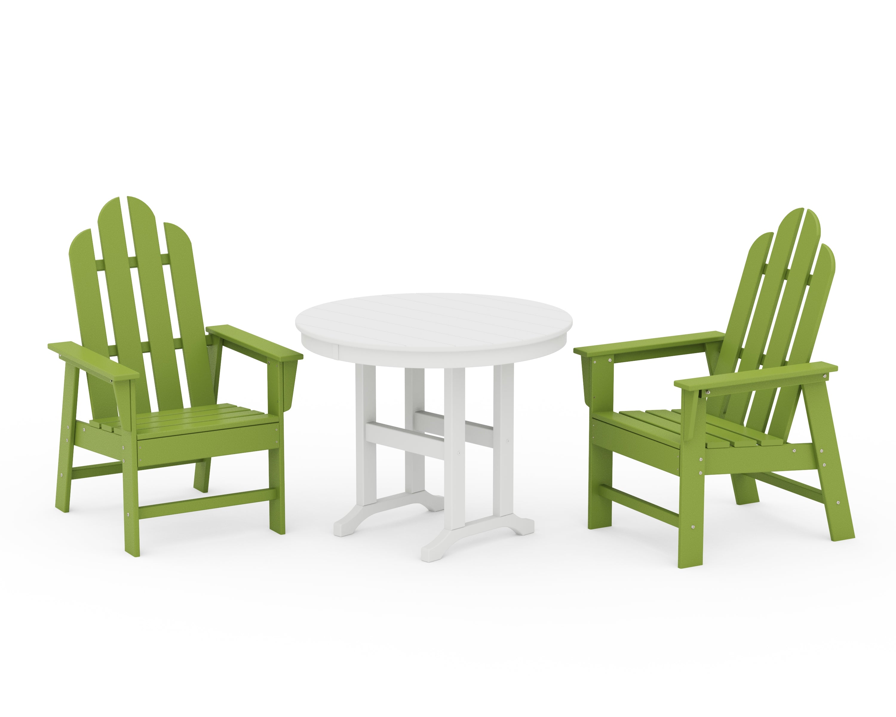 POLYWOOD® Long Island 3-Piece Round Dining Set in Lime / White