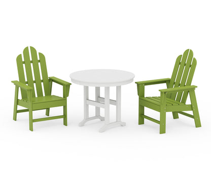 POLYWOOD® Long Island 3-Piece Round Dining Set in Lime / White