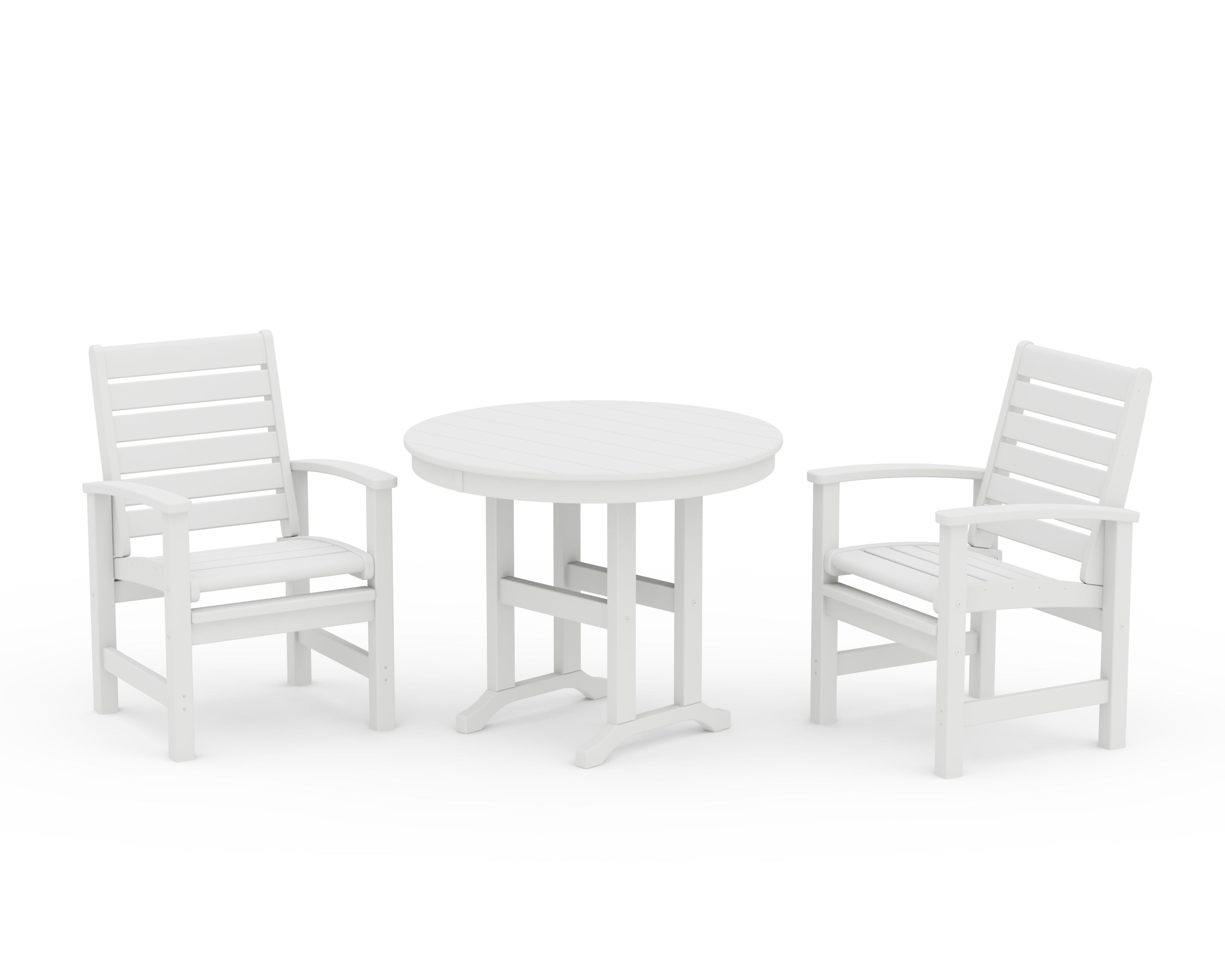 POLYWOOD® Signature 3-Piece Round Farmhouse Dining Set in White