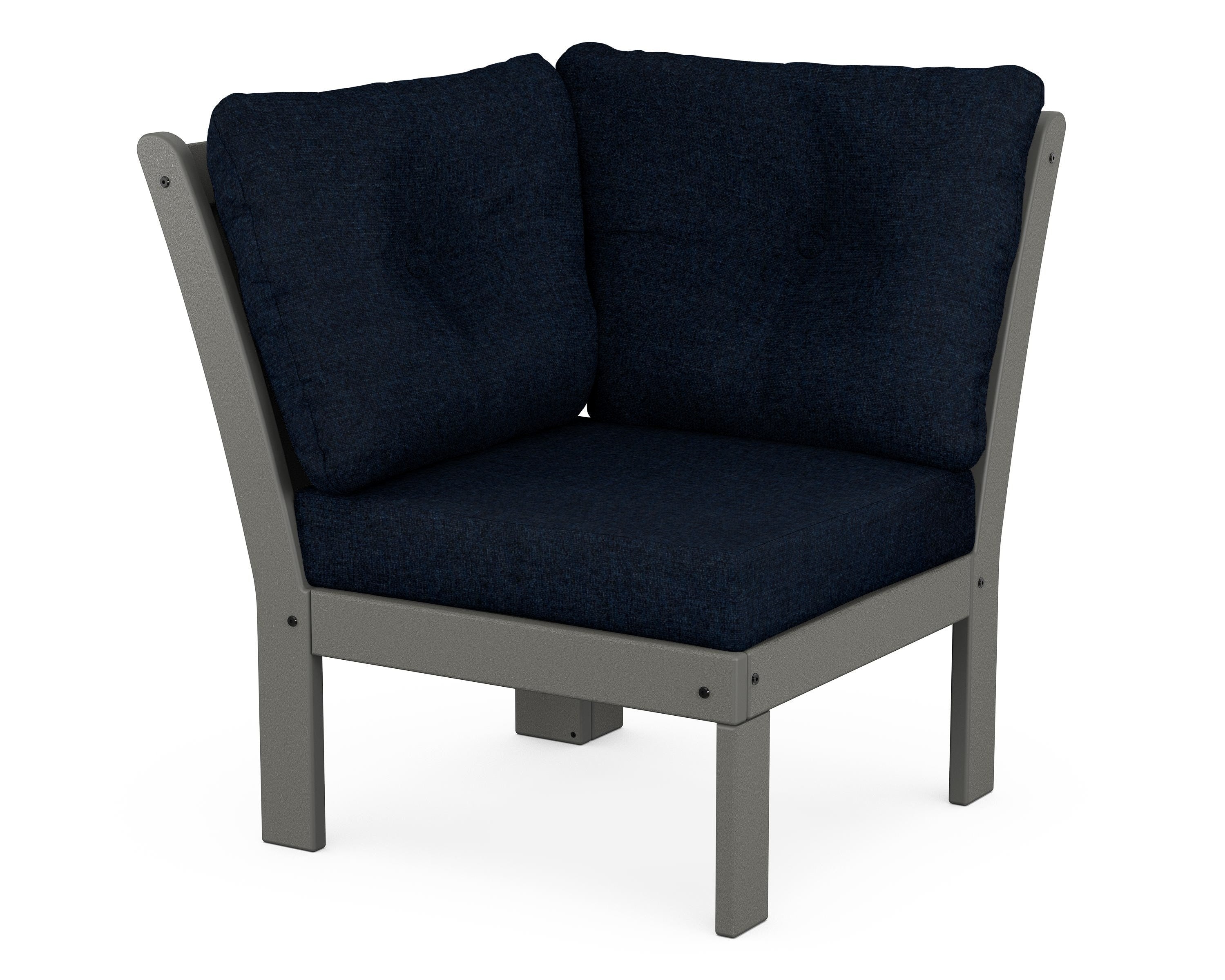 POLYWOOD® Vineyard Modular Corner Chair in Slate Grey / Marine Indigo