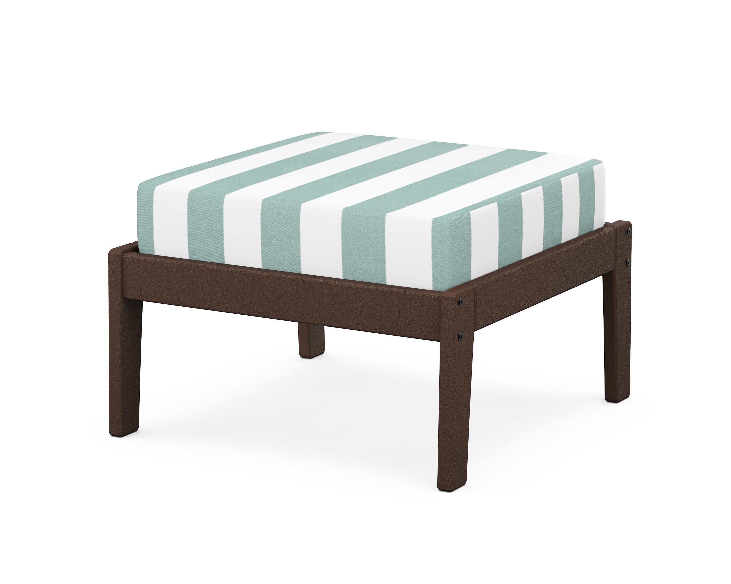 Unbranded Deep Seating Ottoman in Mahogany / Cabana Stripe Glacier Spa