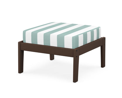 Unbranded Deep Seating Ottoman in Mahogany / Cabana Stripe Glacier Spa