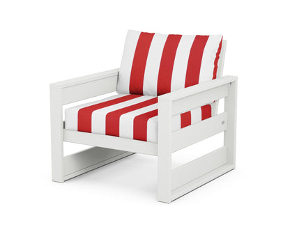 POLYWOOD® Westport Club Chair in White / Cabana Stripe Crimson