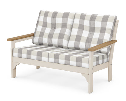 POLYWOOD® Vineyard Deep Seating Loveseat in Sand / Natural / Buffalo Plaid Grey Mist