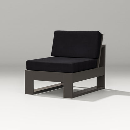 PW Designer Series Latitude Modular Armless Chair in Vintage Coffee / Midnight Linen