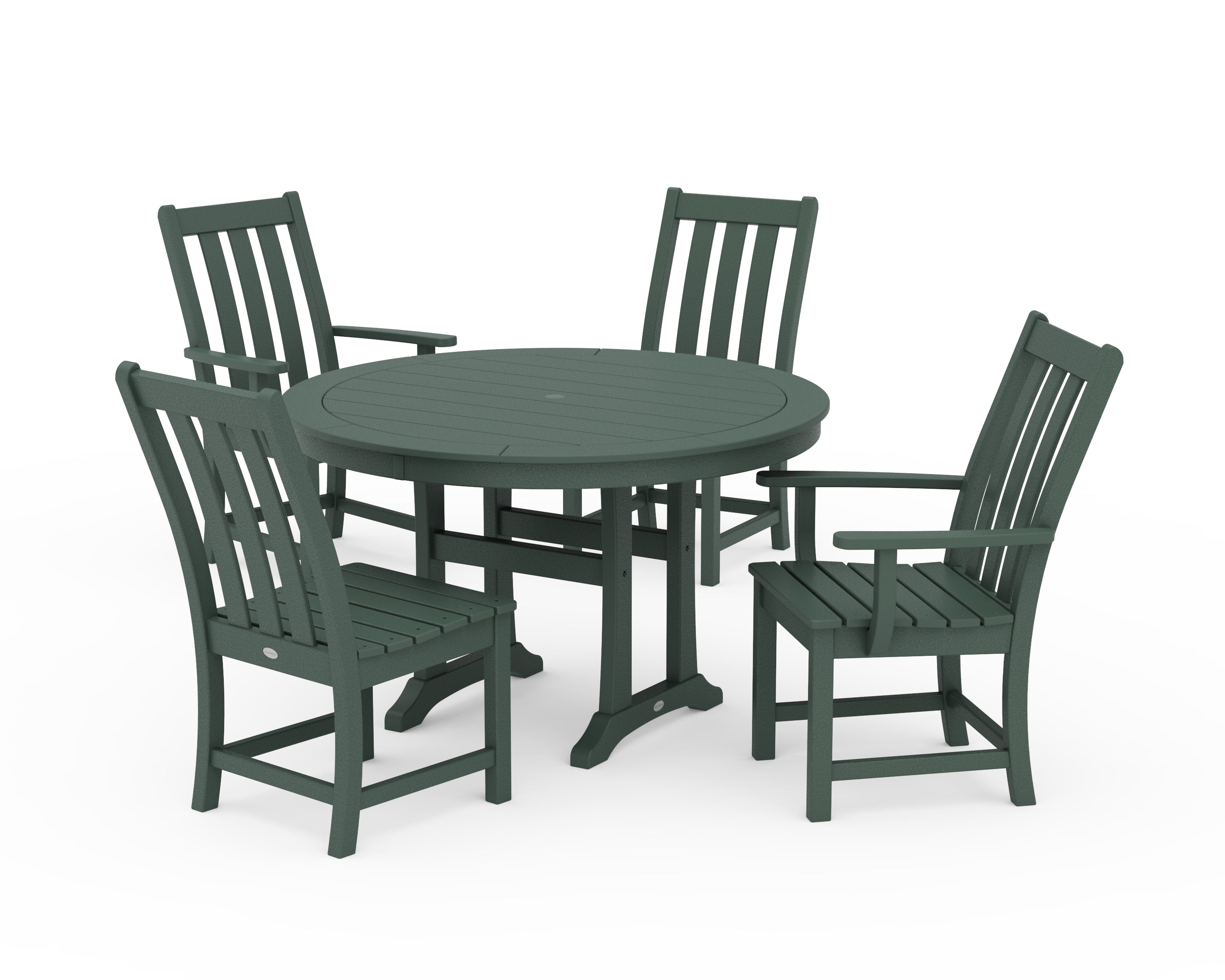POLYWOOD® Vineyard 5-Piece Nautical Trestle Dining Set in Green