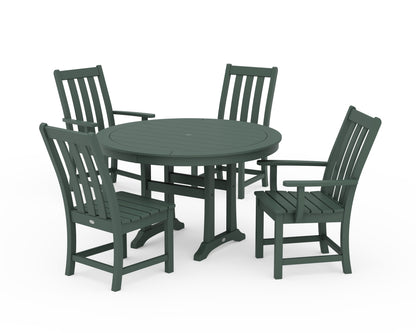 POLYWOOD® Vineyard 5-Piece Nautical Trestle Dining Set in Green