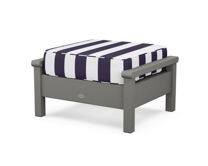 POLYWOOD® Harbour Deep Seating Ottoman in Slate Grey / Cabana Stripe Navy