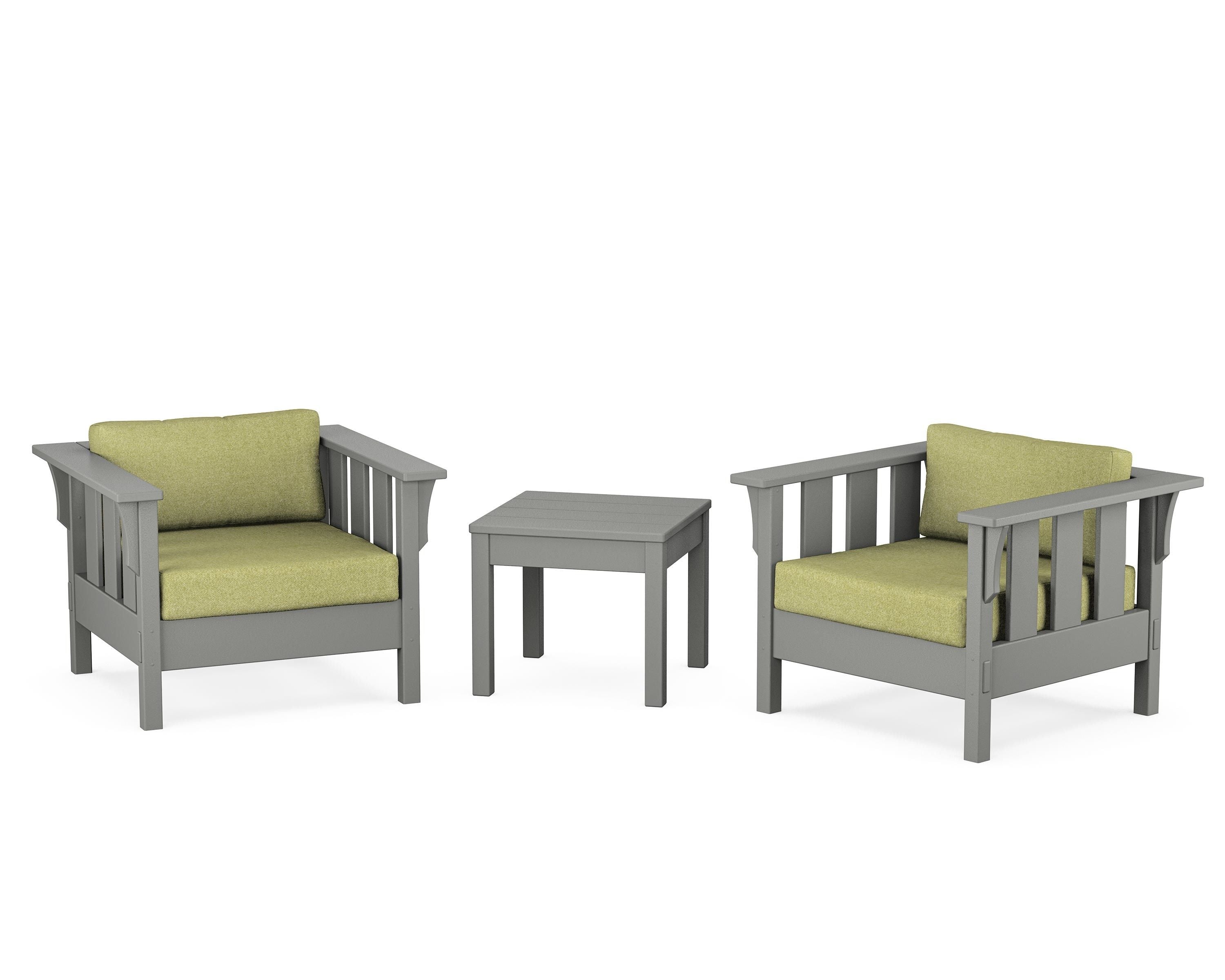 Martha Stewart by POLYWOOD® Acadia 3-Piece Deep Seating Set in Slate Grey / Chartreuse Boucle