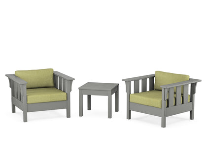 Martha Stewart by POLYWOOD® Acadia 3-Piece Deep Seating Set in Slate Grey / Chartreuse Boucle