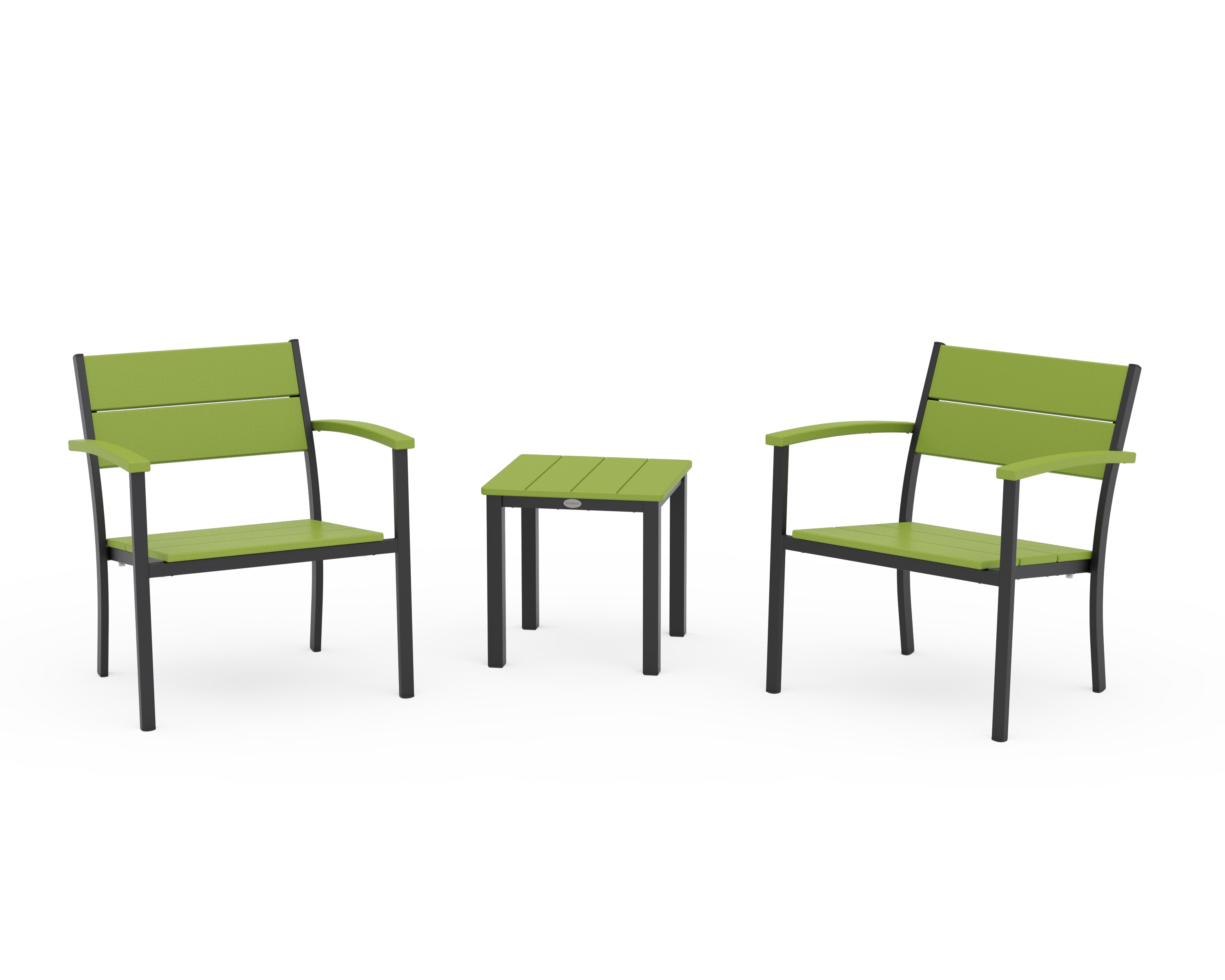POLYWOOD® Main Street 3-Piece Lounge Chair Set in Black / Lime
