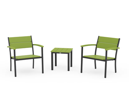 POLYWOOD® Main Street 3-Piece Lounge Chair Set in Black / Lime