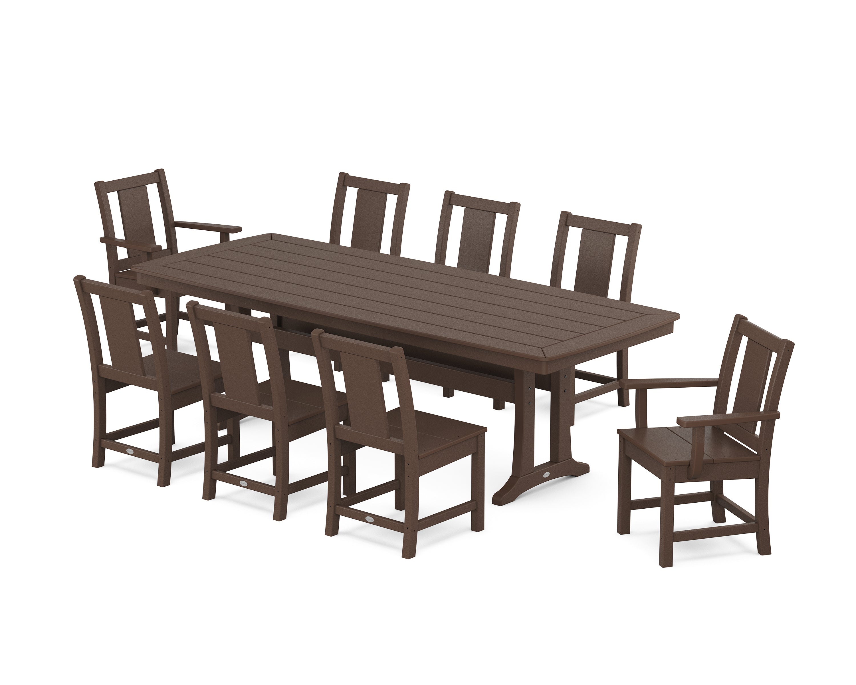 POLYWOOD® Prairie 9-Piece Dining Set with Trestle Legs in Mahogany