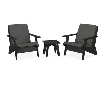 POLYWOOD® Riviera Modern Lounge 3-Piece Set in Black / Spectrum Carbon