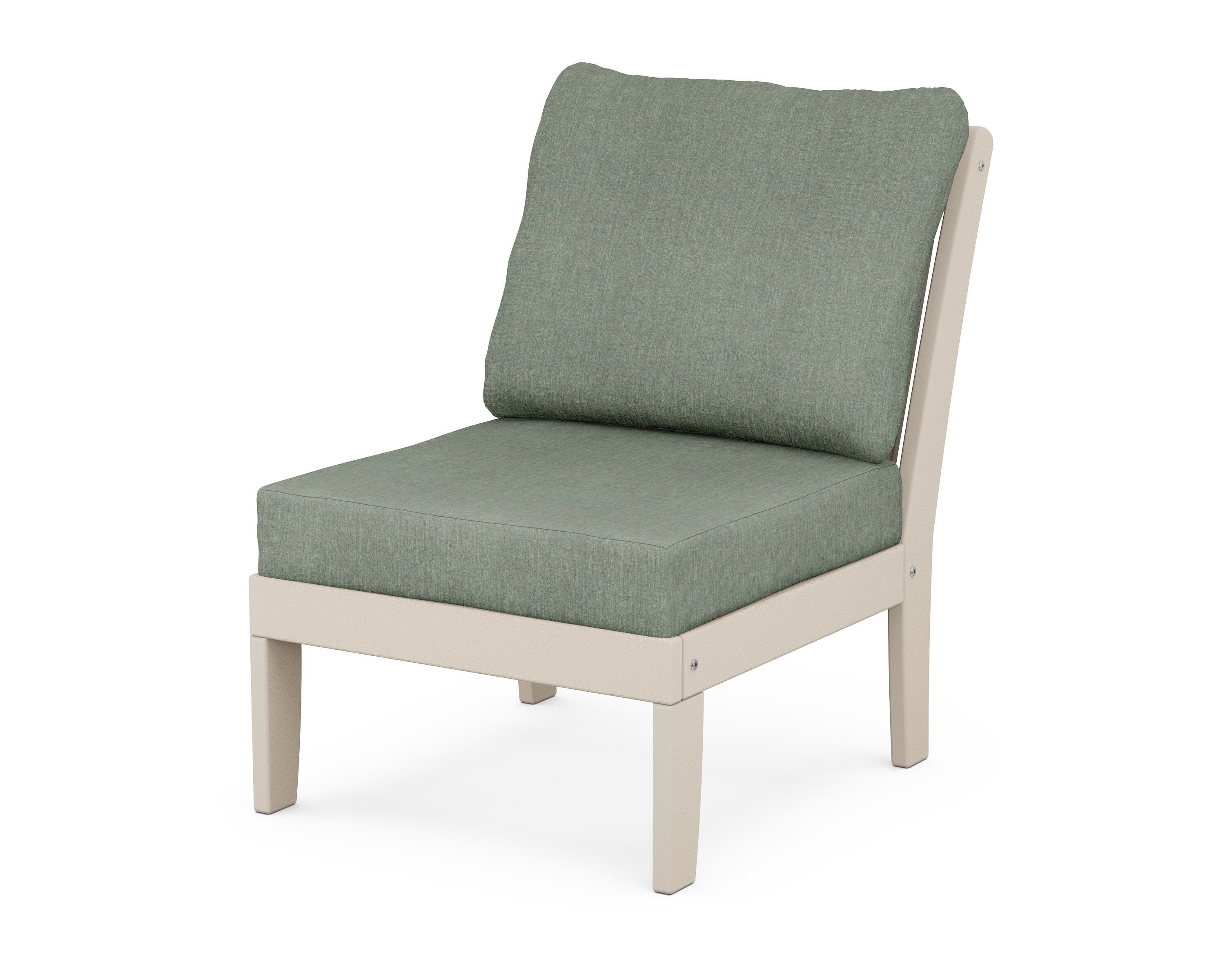 POLYWOOD® Braxton Modular Armless Chair in Sand / Cast Sage