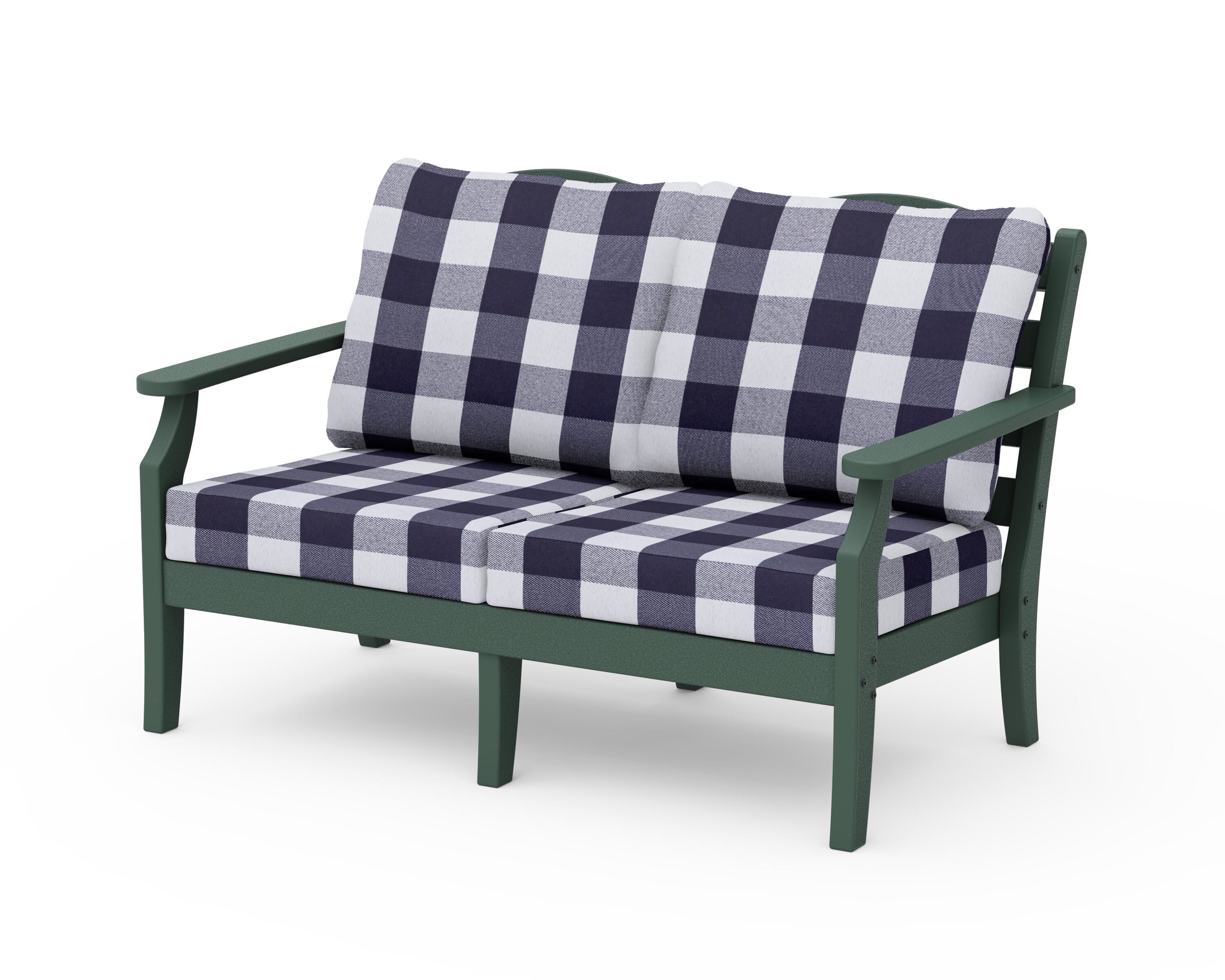 Draper James™ by  POLYWOOD® Savannah Deep Seating Loveseat in Green / Buffalo Plaid Navy