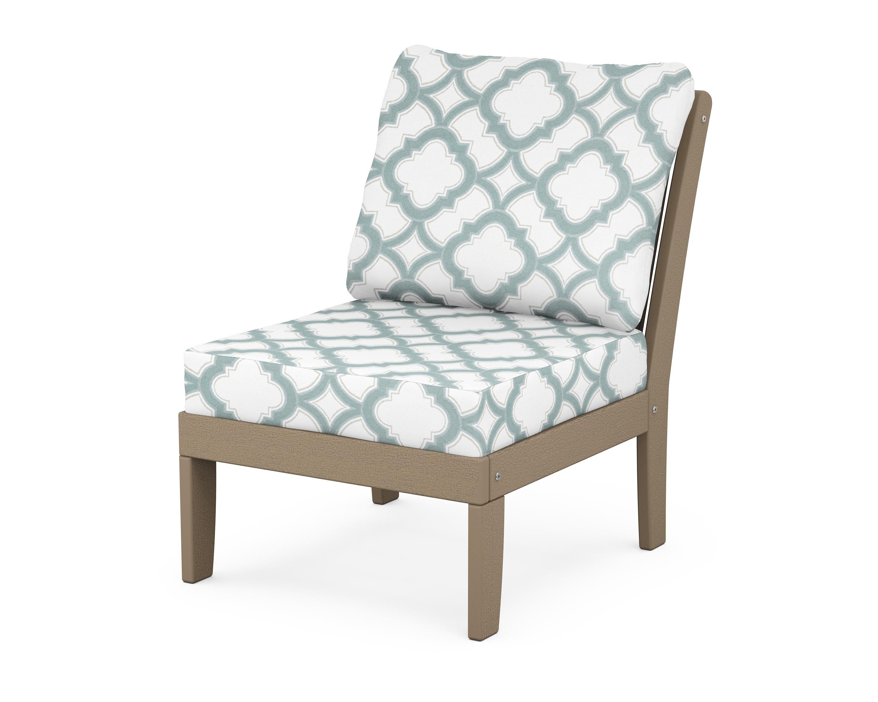 POLYWOOD® Braxton Modular Armless Chair in Vintage Sahara / Trellis Glacier Spa