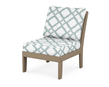 POLYWOOD® Braxton Modular Armless Chair in Vintage Sahara / Trellis Glacier Spa