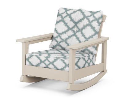 POLYWOOD® Prescott Deep Seating Rocking Chair in Sand / Trellis Glacier Spa