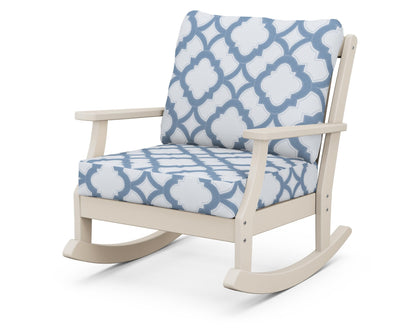 POLYWOOD® Braxton Deep Seating Rocking Chair in Sand / Trellis Sky Blue