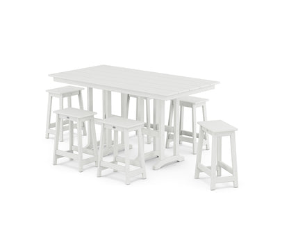 POLYWOOD® Modern Studio Counter Stool 7-Piece Set in White