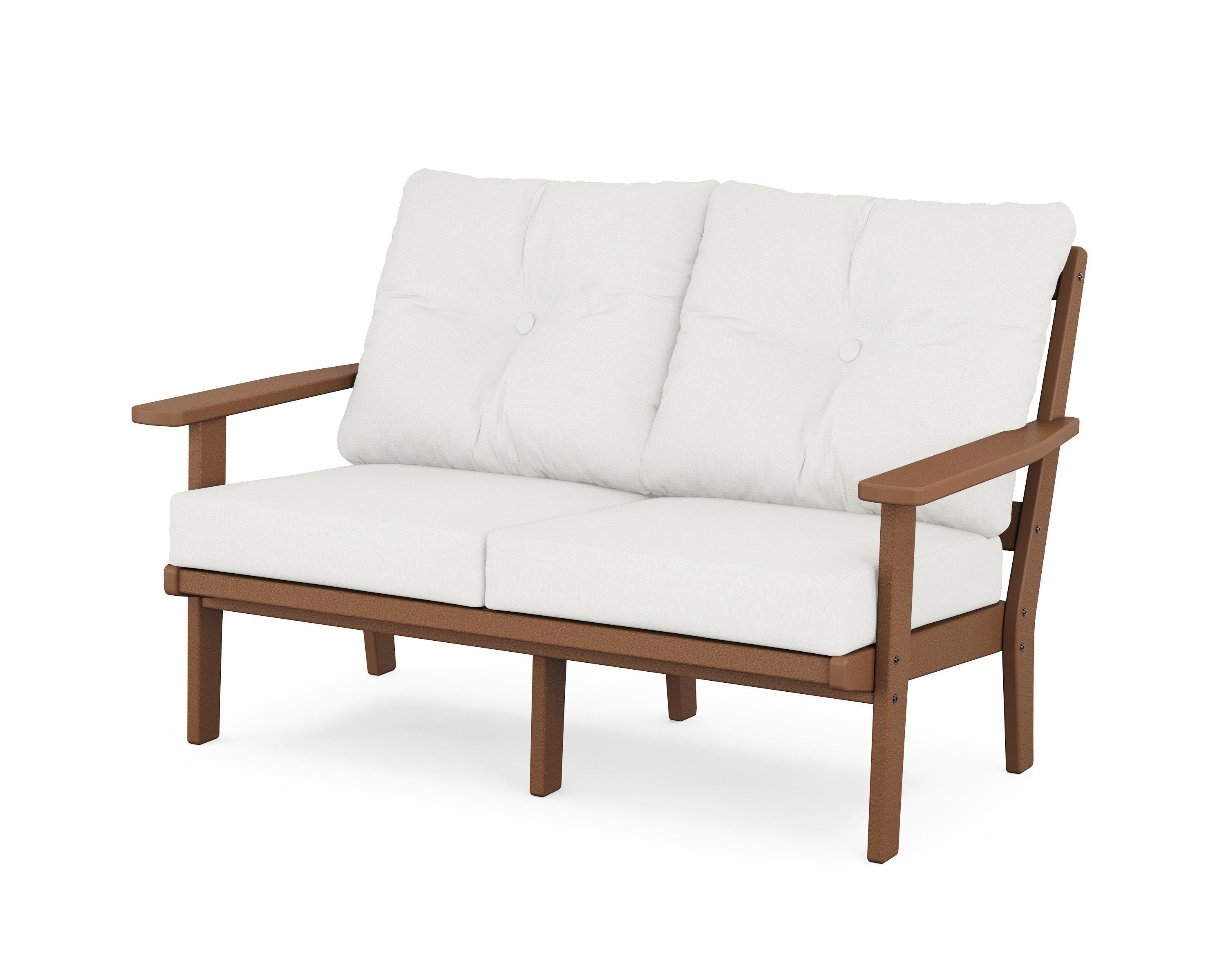 POLYWOOD® Prairie Deep Seating Loveseat in Teak / Natural Linen