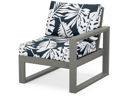 POLYWOOD® EDGE Modular Right Arm Chair in Slate Grey / Leaf Marine Indigo